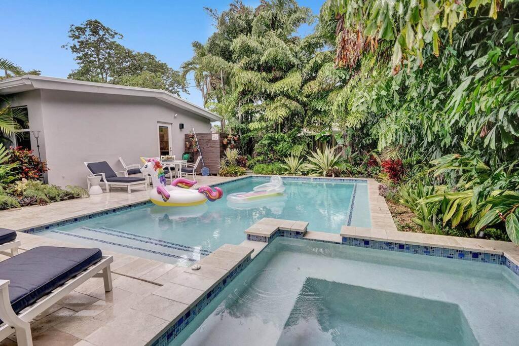 Stylish Tropical Oasis Hot Tub Pool Bbq Vila Fort Lauderdale Exterior foto